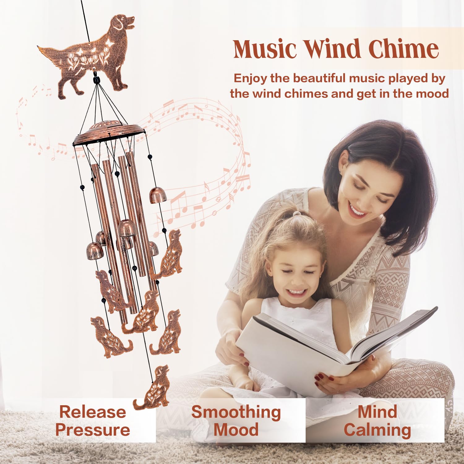 SRDJXY Wind chime top cover showcases handcrafted metal artistry indoors or outdoors.