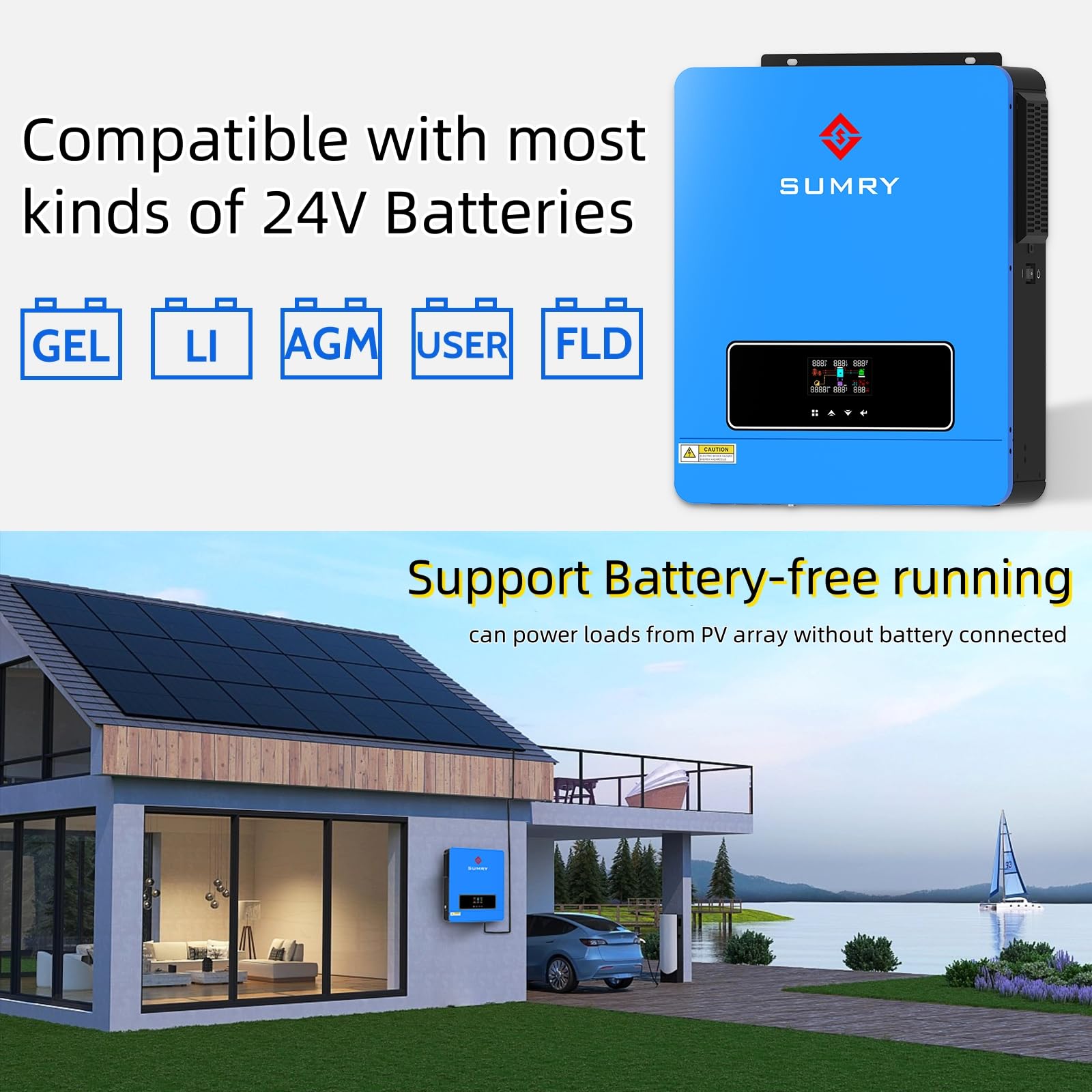 SRGFTS SUMRY solar input connection illustrating MPPT-ready solar charging