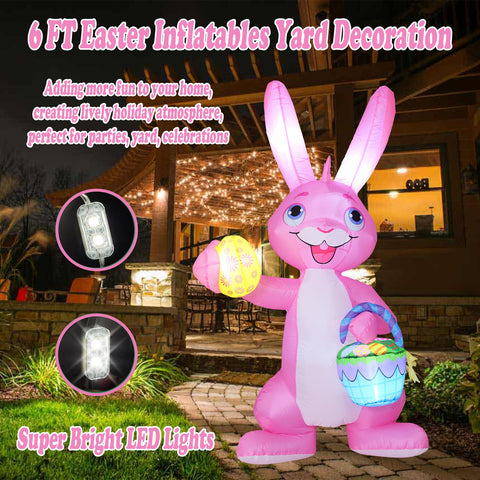 SRKLH Easter basket inflatable complements the bunny with festive accessories.