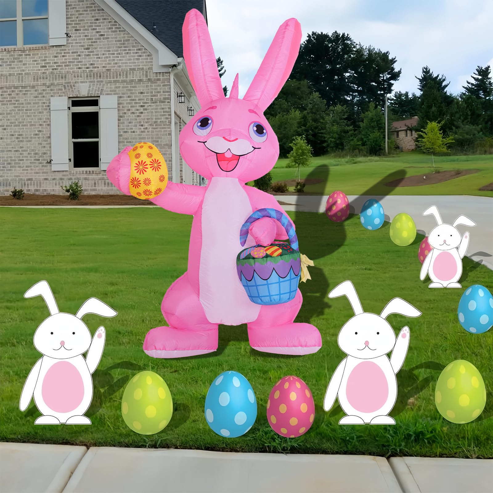 SRKLH Easter eggs inflatable creates a playful focal point for lawn decor.