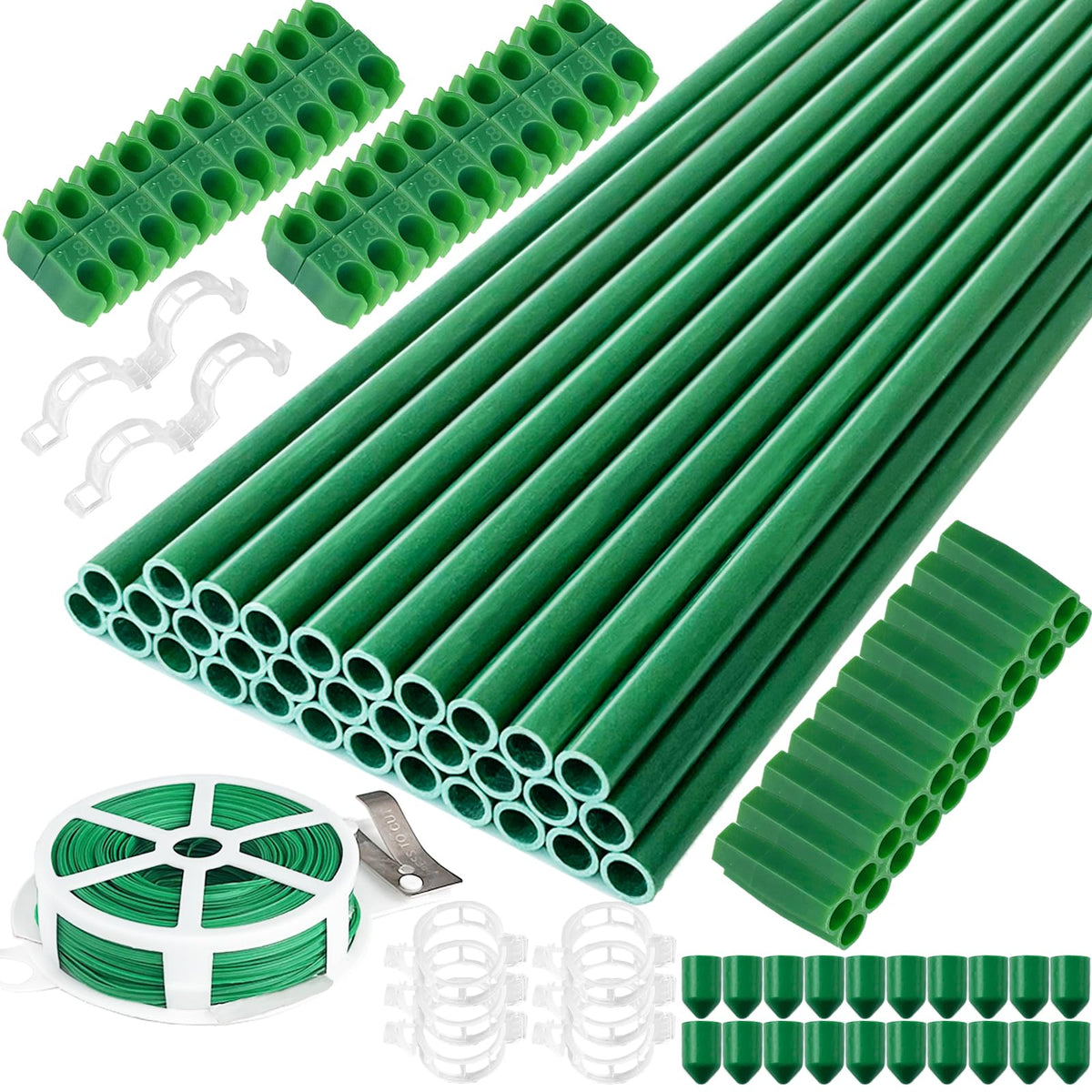 Srmayyi garden stakes set assembled to support tomato plants in windy conditions