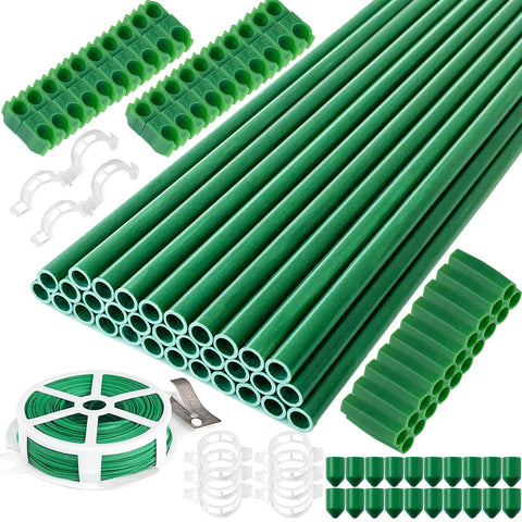 Srmayyi garden stakes set assembled to support tomato plants in windy conditions