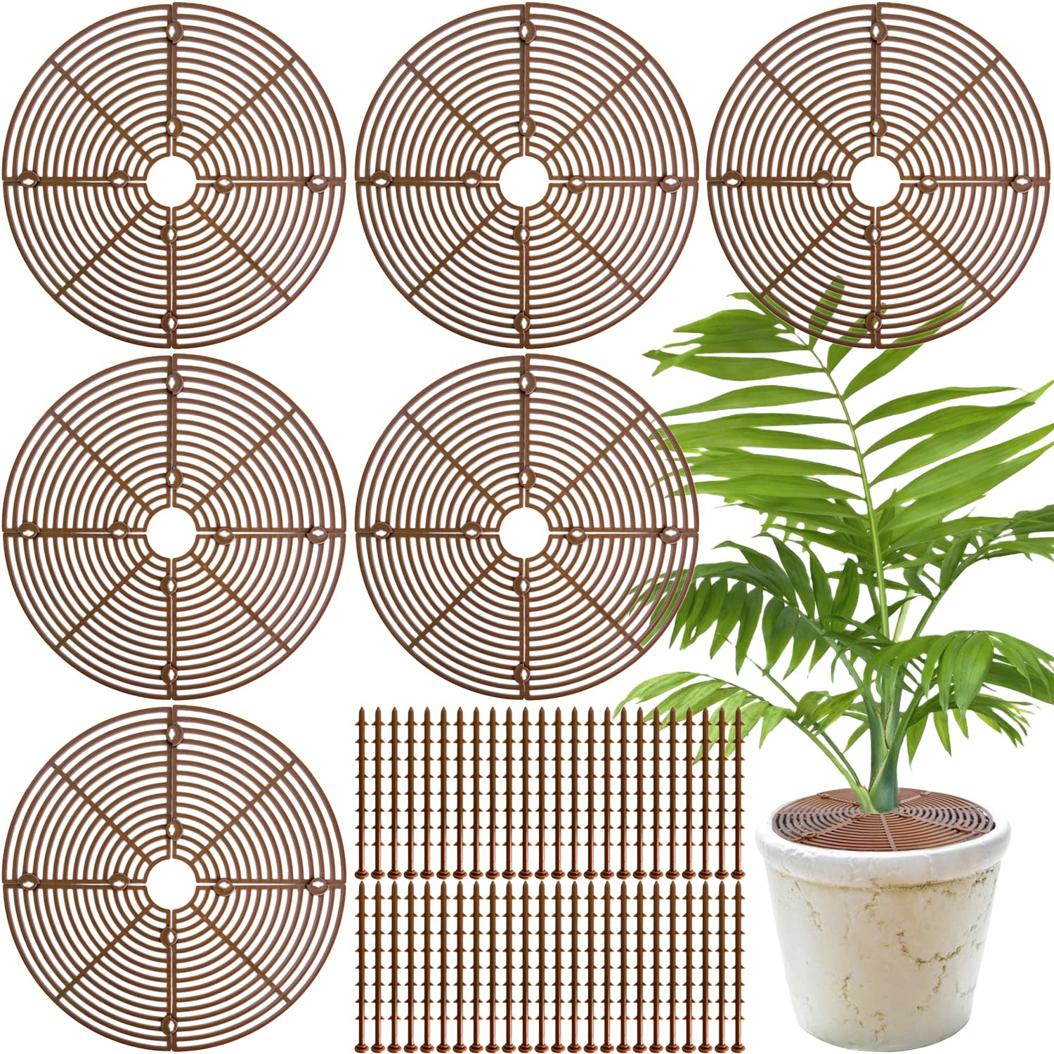 Srmayyi 11.8-inch pot grid fits standard pots and improves soil stability