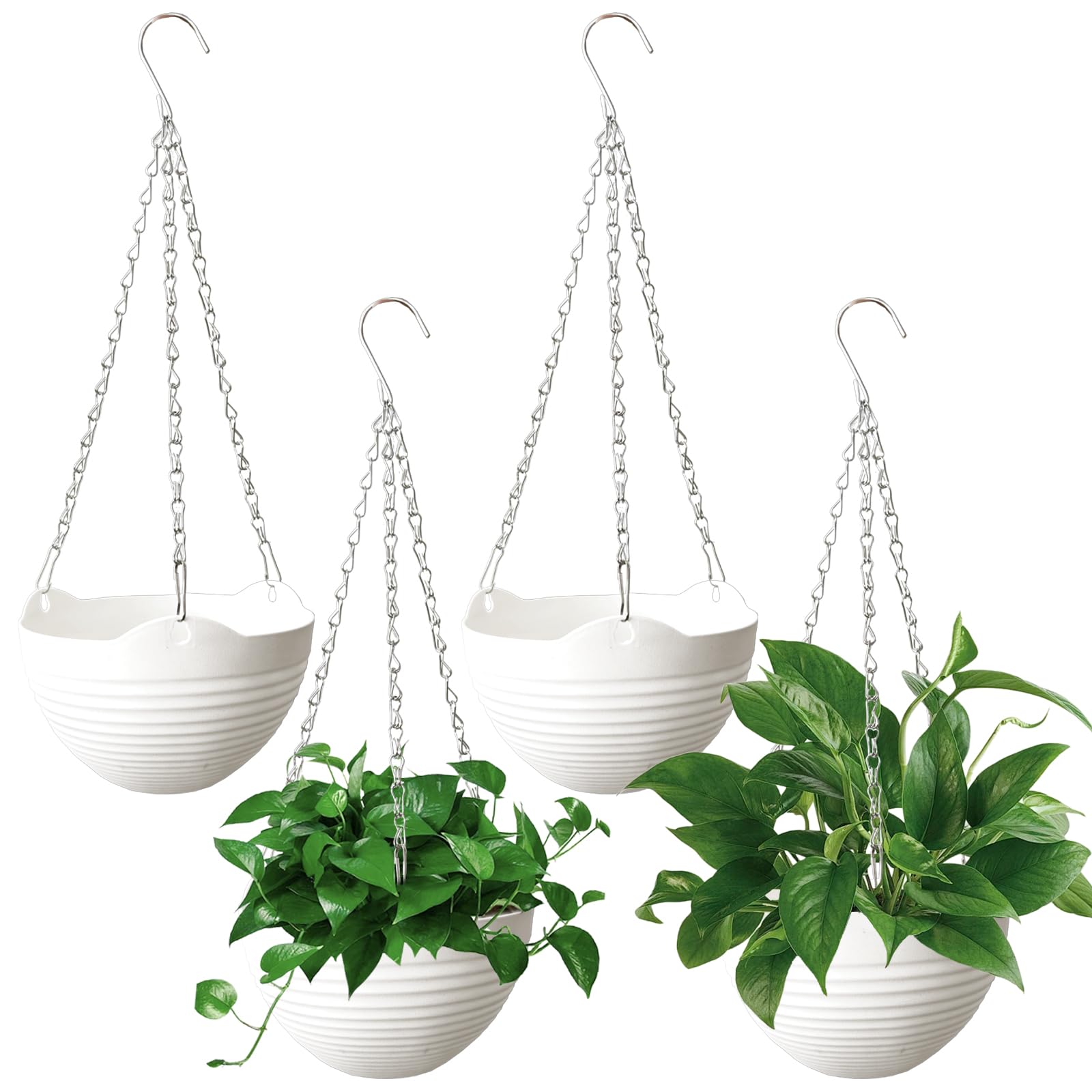 Srmayyi self-watering hanging planter in round 8-inch design for space-saving indoor gardens.