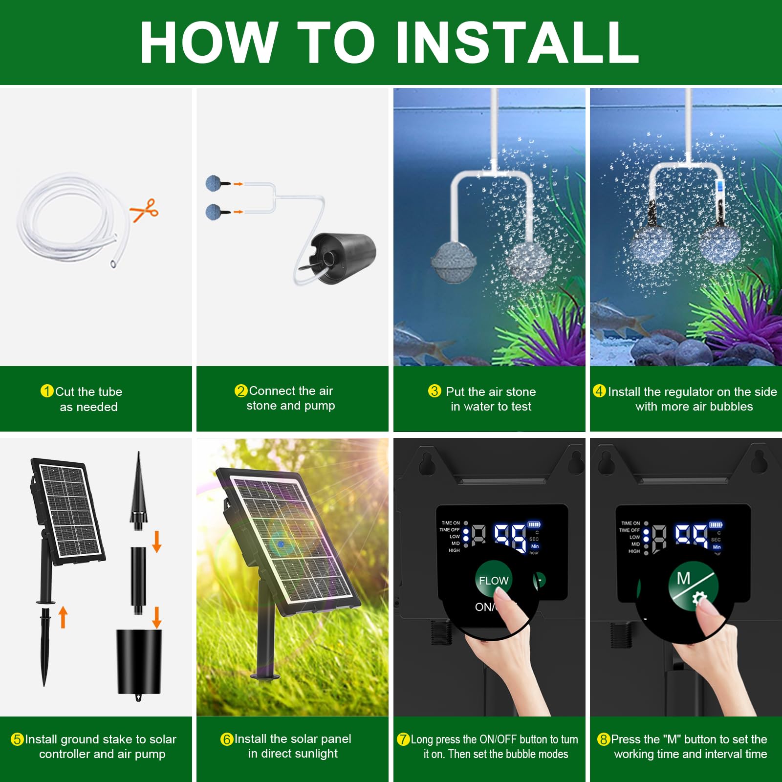 Srygery solar-powered by day, sustaining aeration at night.