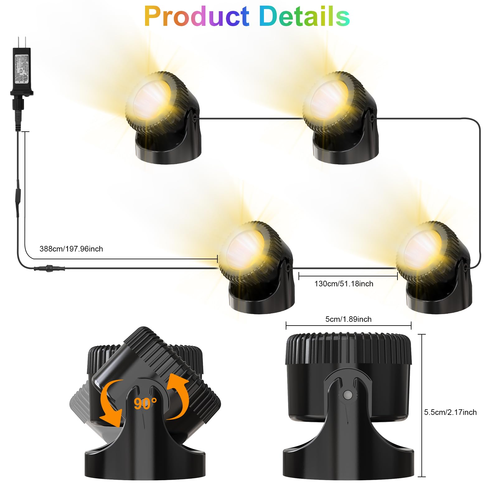 Srygery weatherproof LED lights for garden water features