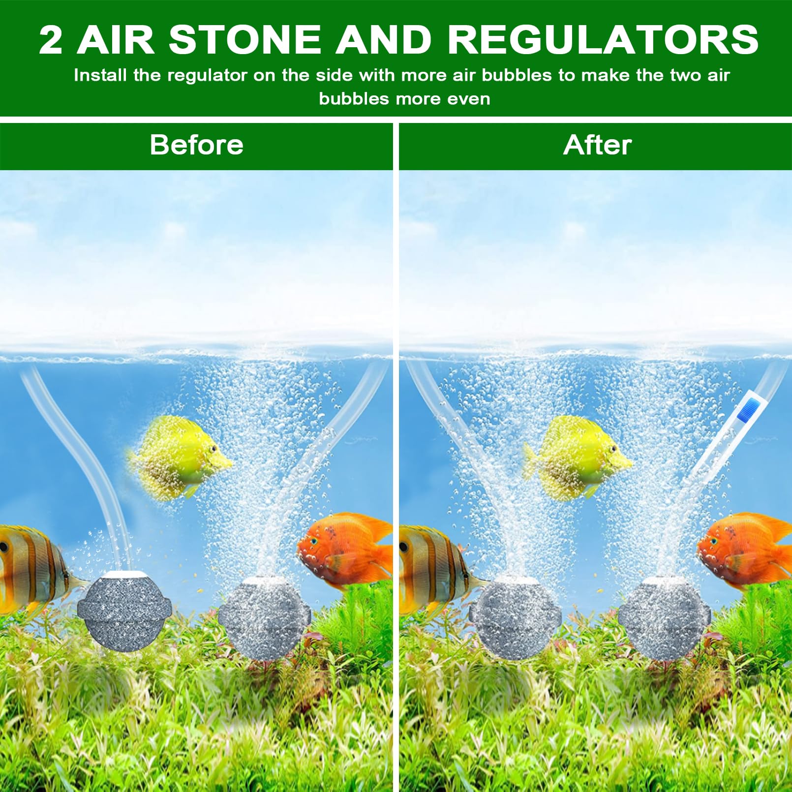 Srygery three-modes display shows adjustable oxygen flow for ponds