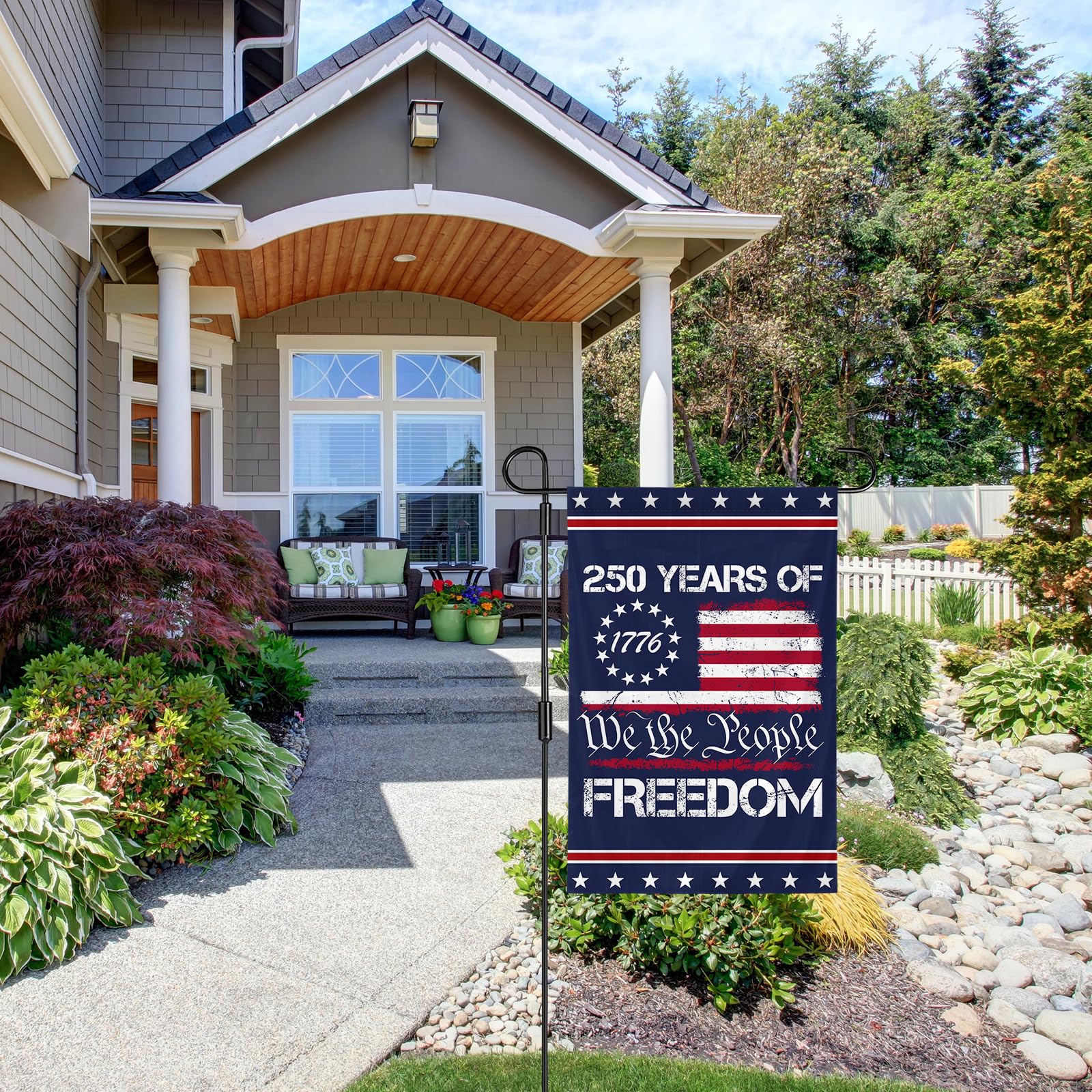 SSODREL double-sided flag design remains legible on both sides
