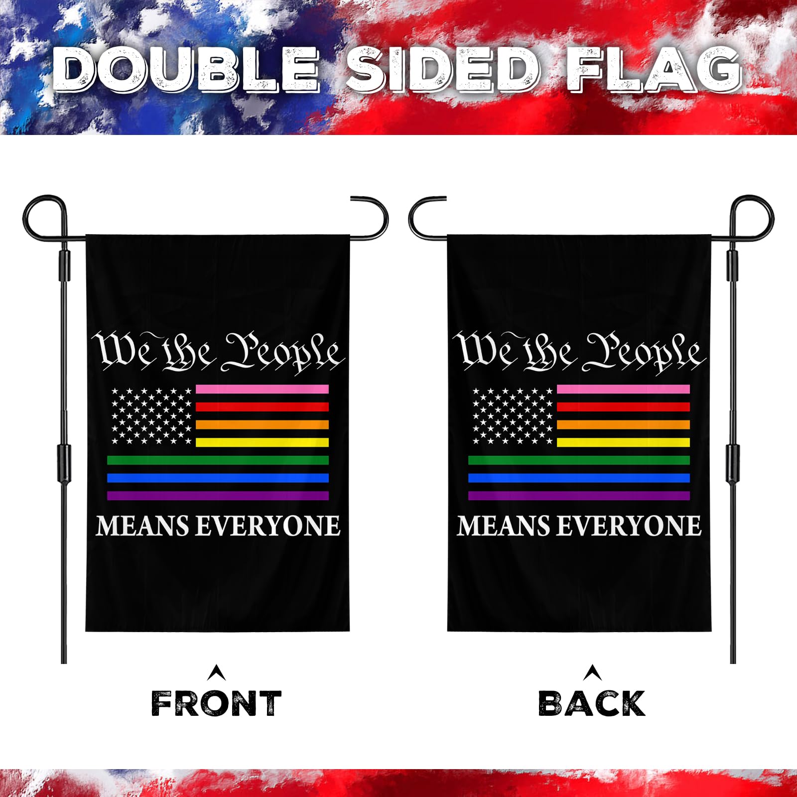 SSODREL double-sided rainbow flag ensures readable art from both sides.
