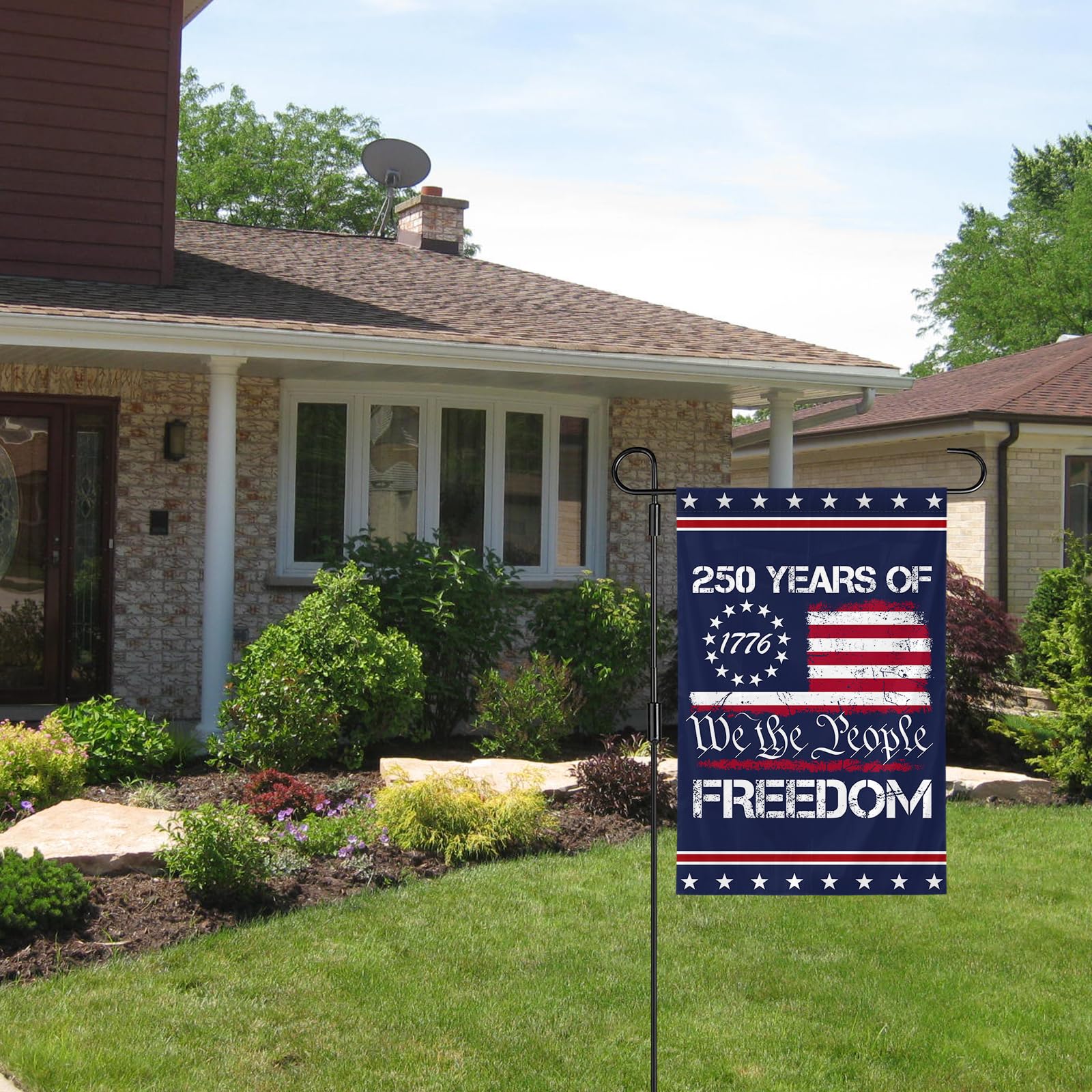 SSODREL patriotic garden banner enhances backyard or lawn display