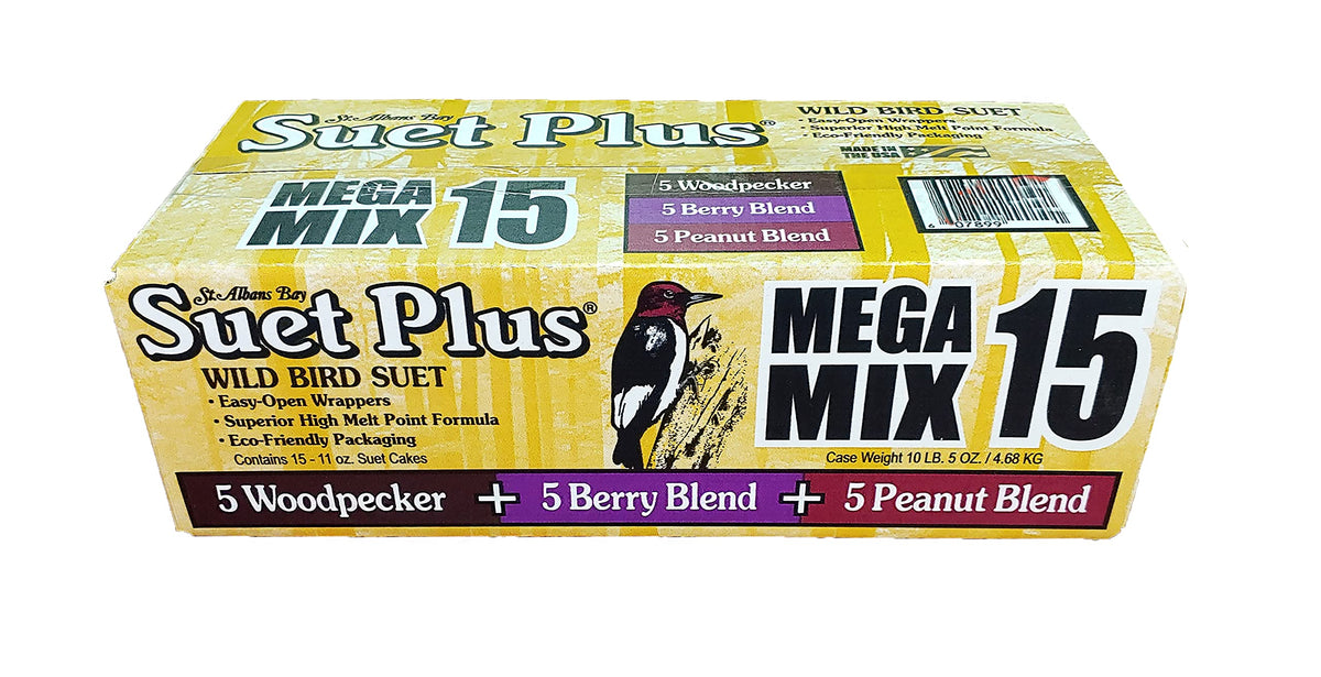 ST. ALBANS BAY SUET PLUS packaging shows easy-open, mess-free design for simple feeder setup.