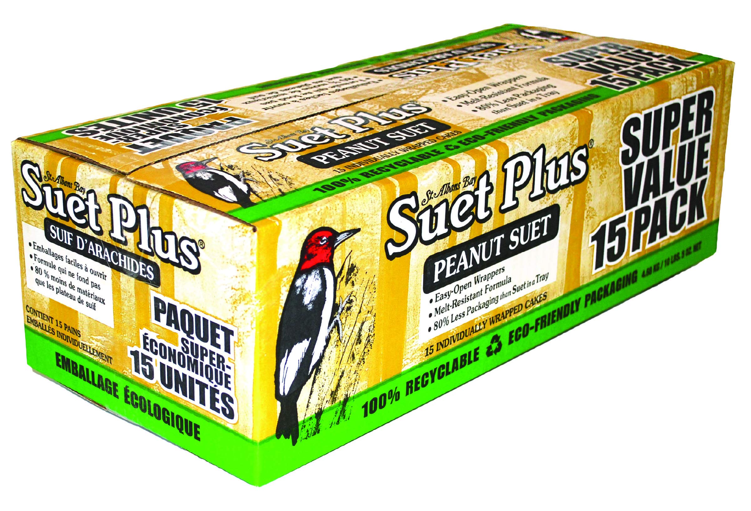 ST. ALBANS BAY Suet Plus peanut cake on feeder attracts chickadees and blue jays