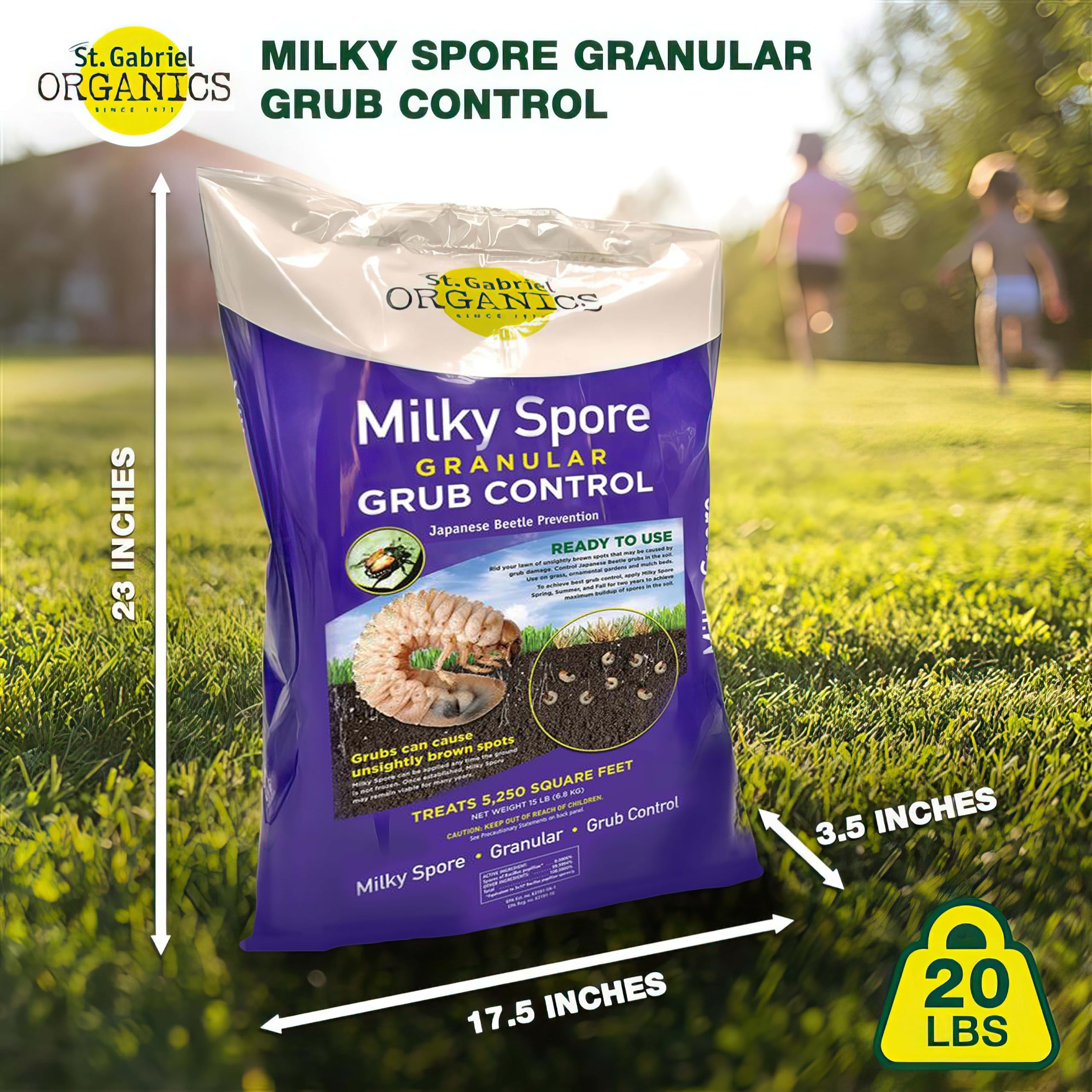 St. Gabriel Milky Spore is pet-safe and wildlife-friendly for outdoor spaces.