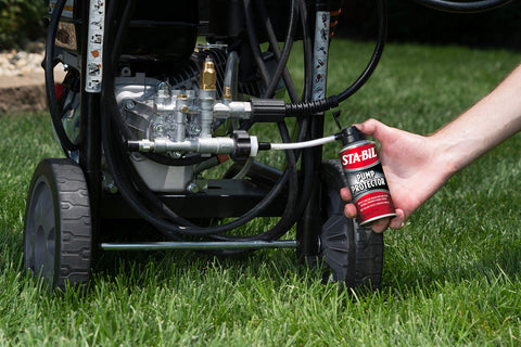 STA-BIL Pump Protector attachment to water inlet shows quick protection before startup