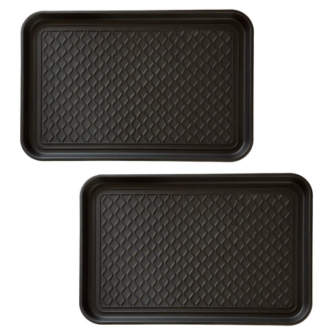 Stalwart all-weather boot tray with raised edge keeps entryways clean and dry.