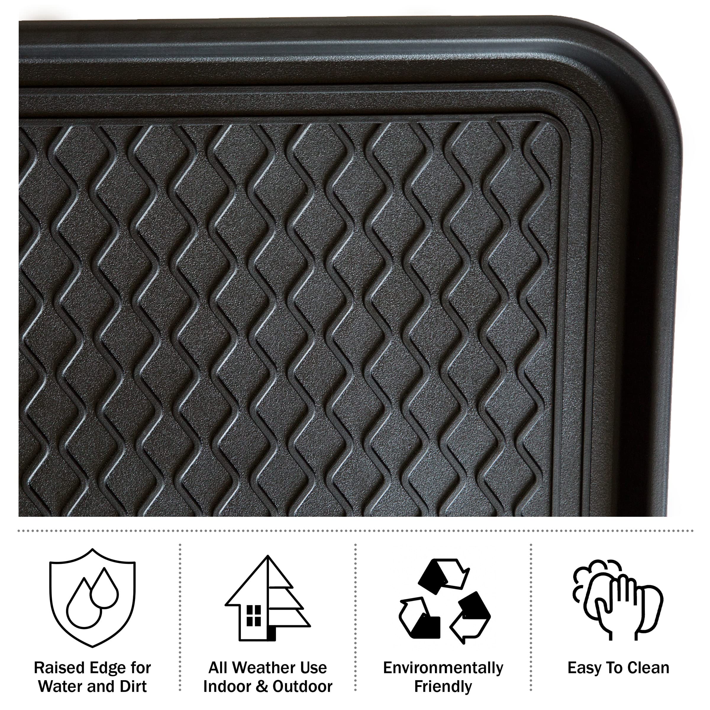 Stalwart boot tray raised edge keeps spills on the tray