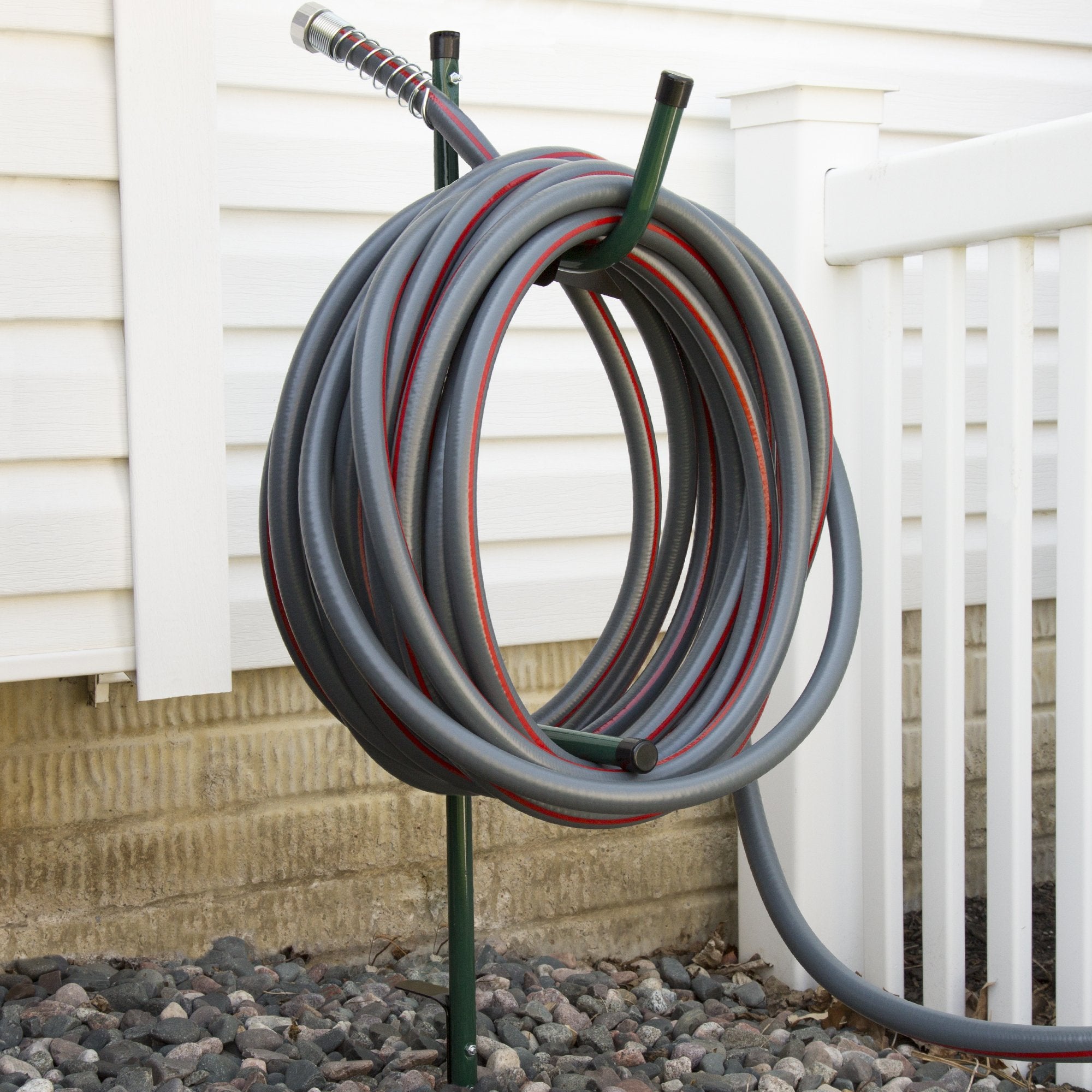Stalwart metal hose reel disassembles for compact storage when not in use