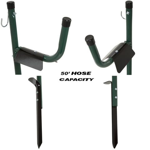 Stalwart hose holder top hook offers easy access to the hose end during watering
