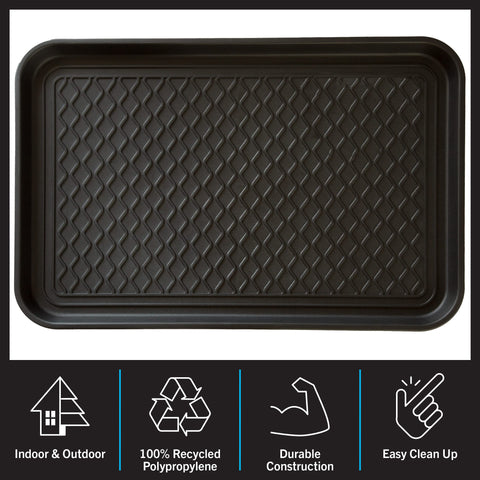 Stalwart boot tray suitable for indoor and outdoor entryways.