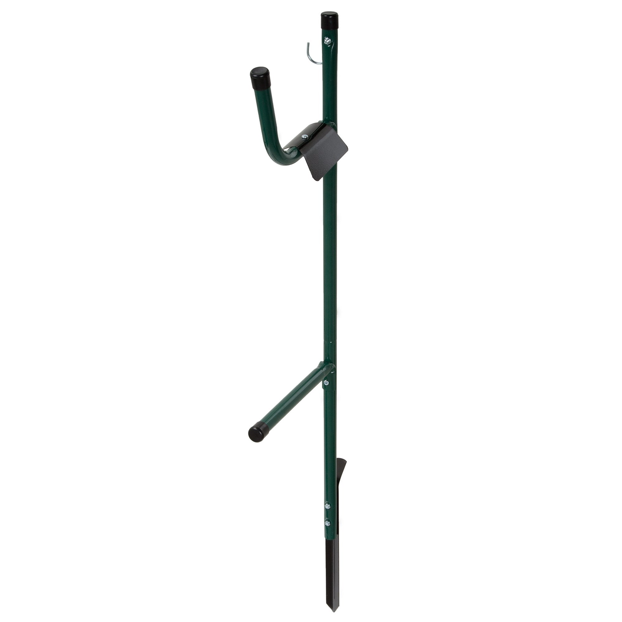 Stalwart water hose holder on a stake keeps hoses neatly stored and ready for use