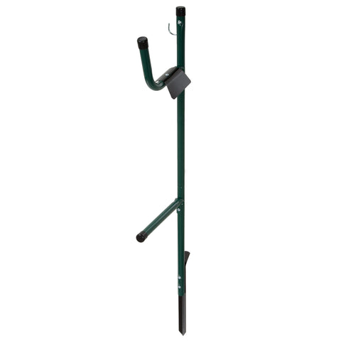 Stalwart water hose holder on a stake keeps hoses neatly stored and ready for use