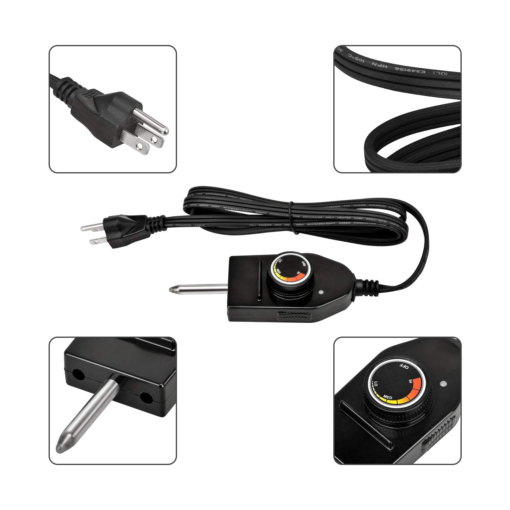 Stanbroil 1500W heating element with cord controller enables quick preheat.