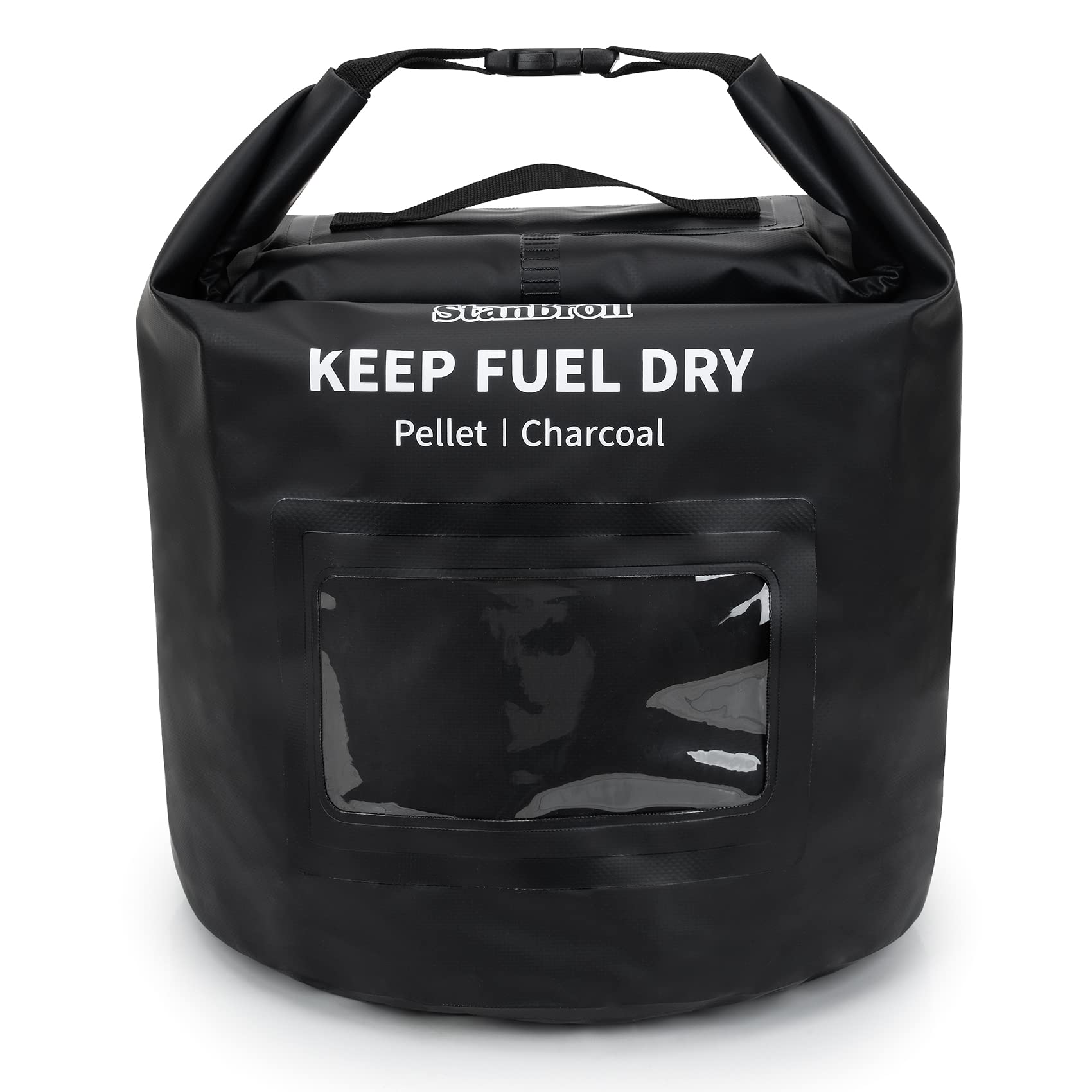 Stanbroil 20lbs pellet storage bag demonstrates durable outdoor storage for pellets.
