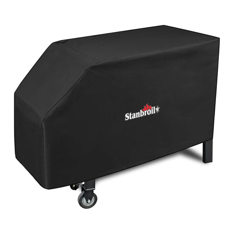 Stanbroil 28in griddle cover closeup shows heavy-duty fabric protecting against rain.