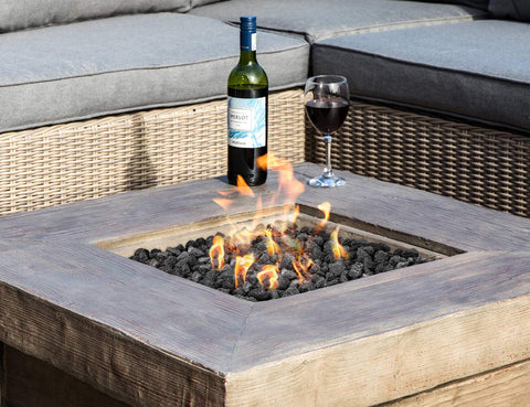 Stanbroil lava rock granules in an outdoor fireplace for a bold look