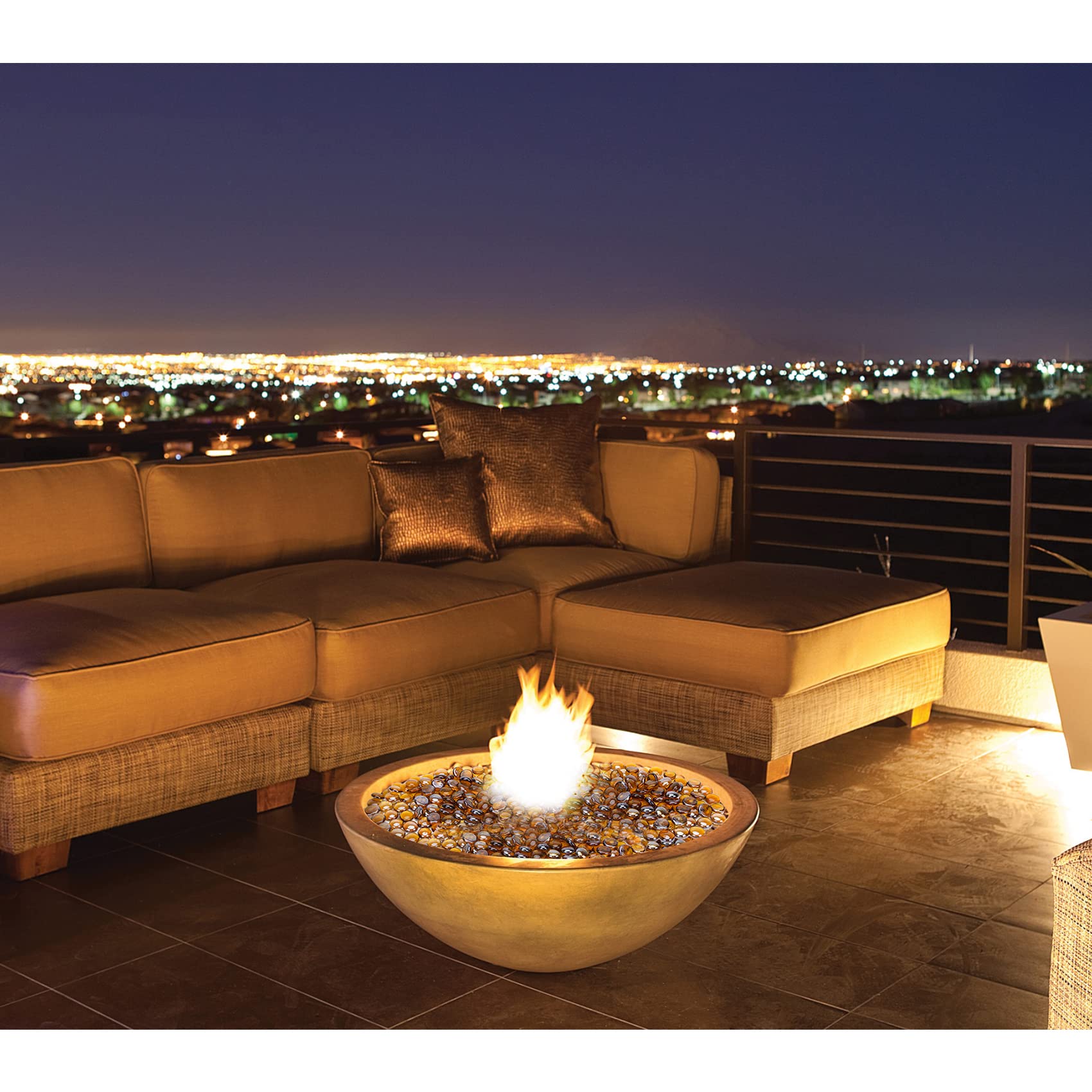 Stanbroil fire glass drops provide elegant, low-maintenance patio décor.