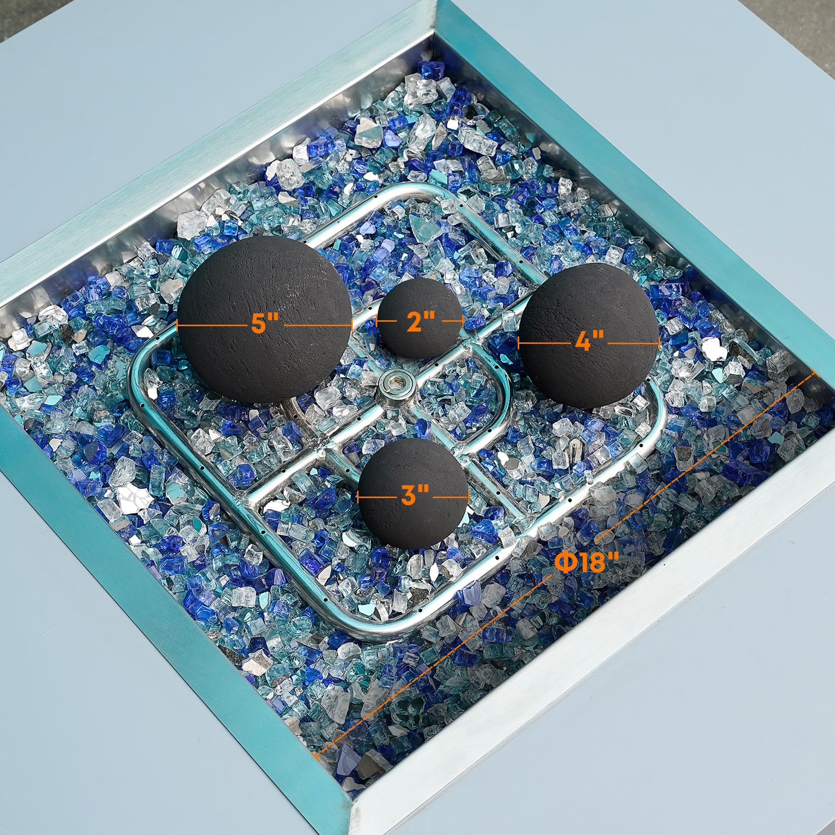 Stanbroil 3-inch ceramic balls provide balanced flame spread with depth.