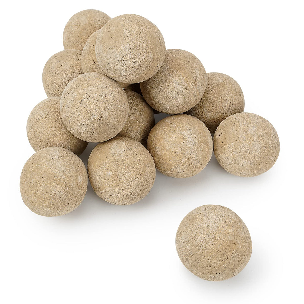 Stanbroil ceramic balls, 3in beige fire pit set, provide clean burn in outdoor spaces.