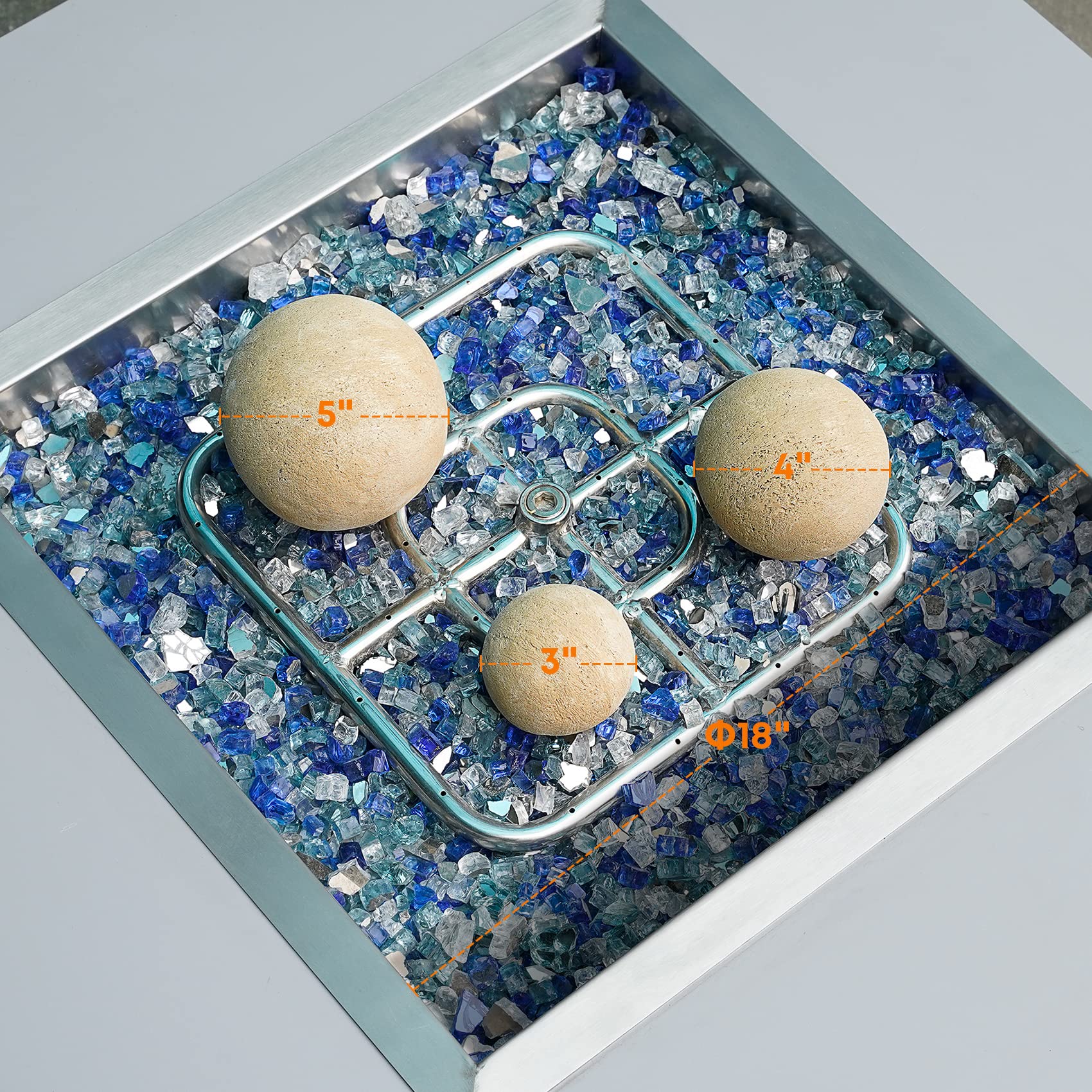 Stanbroil ceramic balls 3in beige add flame depth for a natural look.