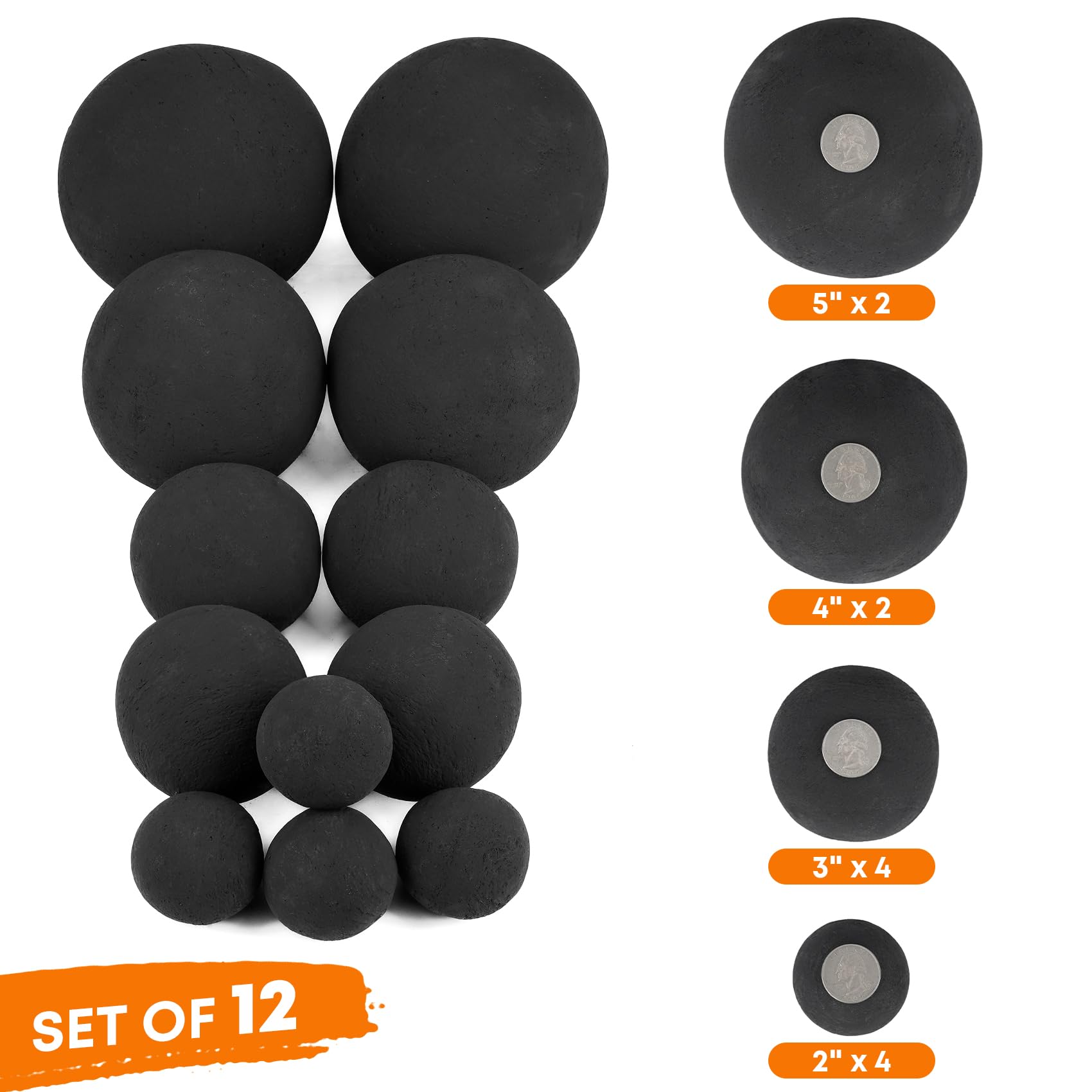 Stanbroil 4-inch ceramic balls display realistic glow for outdoor fires.