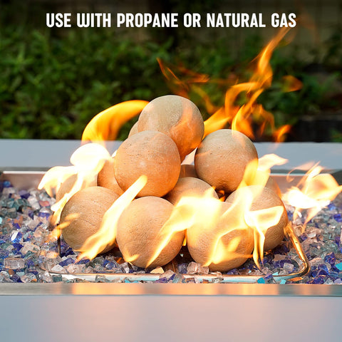 Stanbroil ceramic balls provide ambient glow without smoke or ash in outdoor spaces.