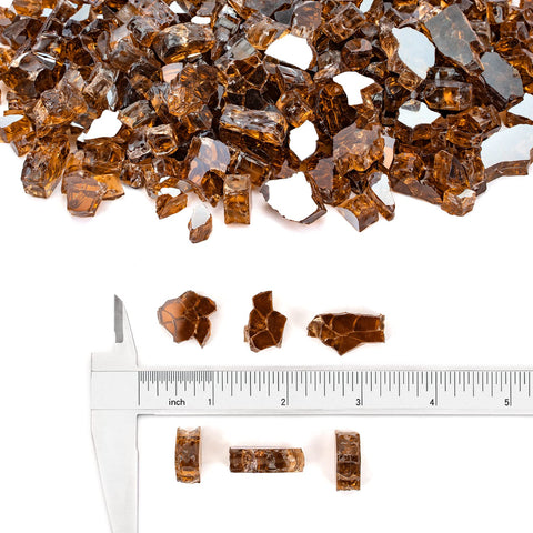 Stanbroil copper reflective fire glass close-up shows jewel-like color and premium finish.