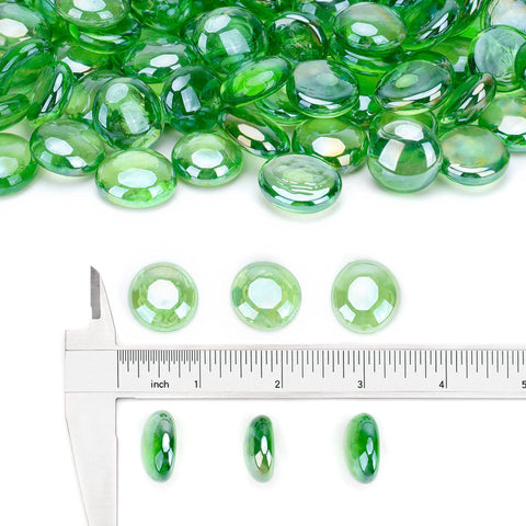 Stanbroil emerald-green luster fire glass drop half-inch close-up sparkle