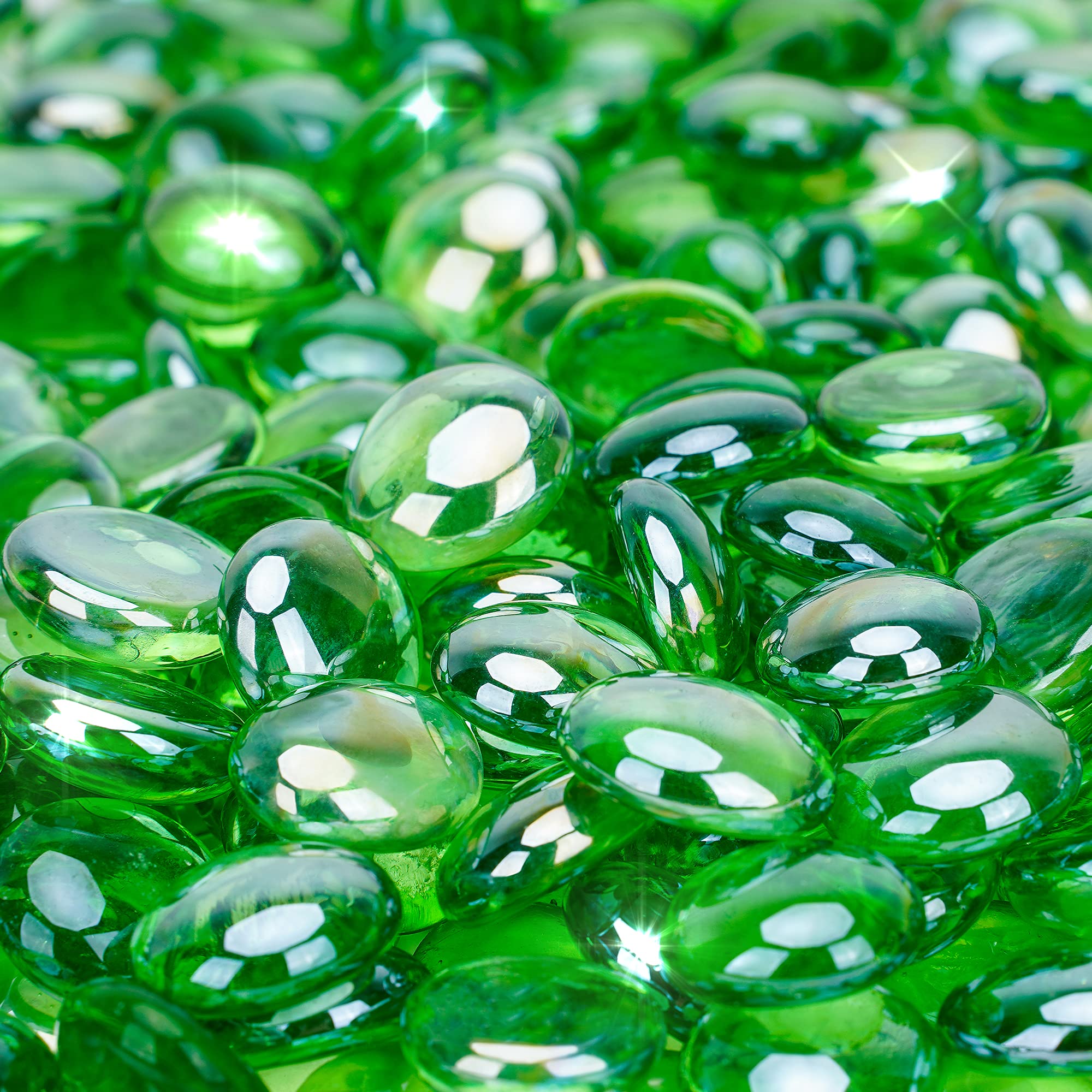 Stanbroil emerald-green luster fire glass drop half-inch vivid color