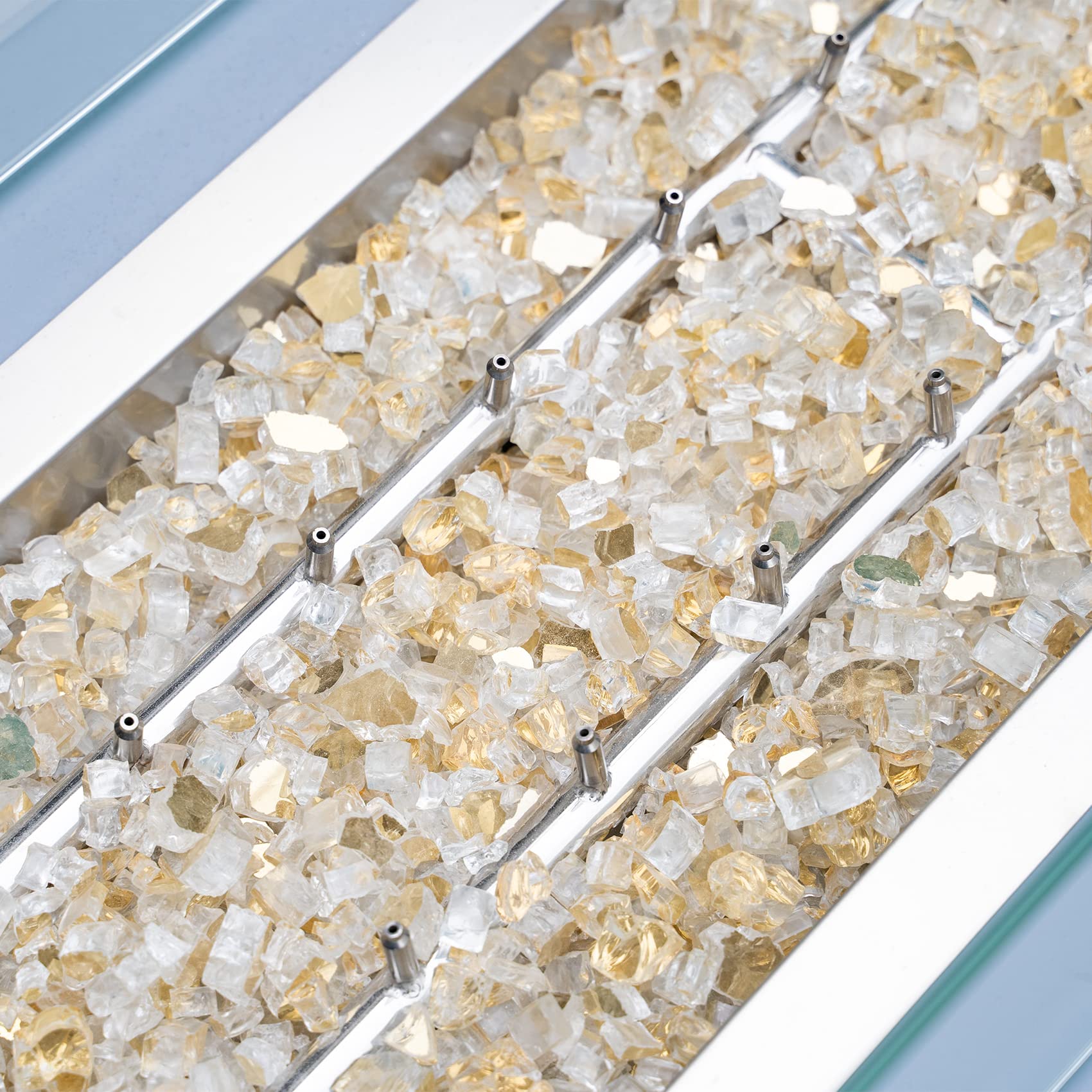Stanbroil gold reflective fire glass supports eco-friendly patio setups.