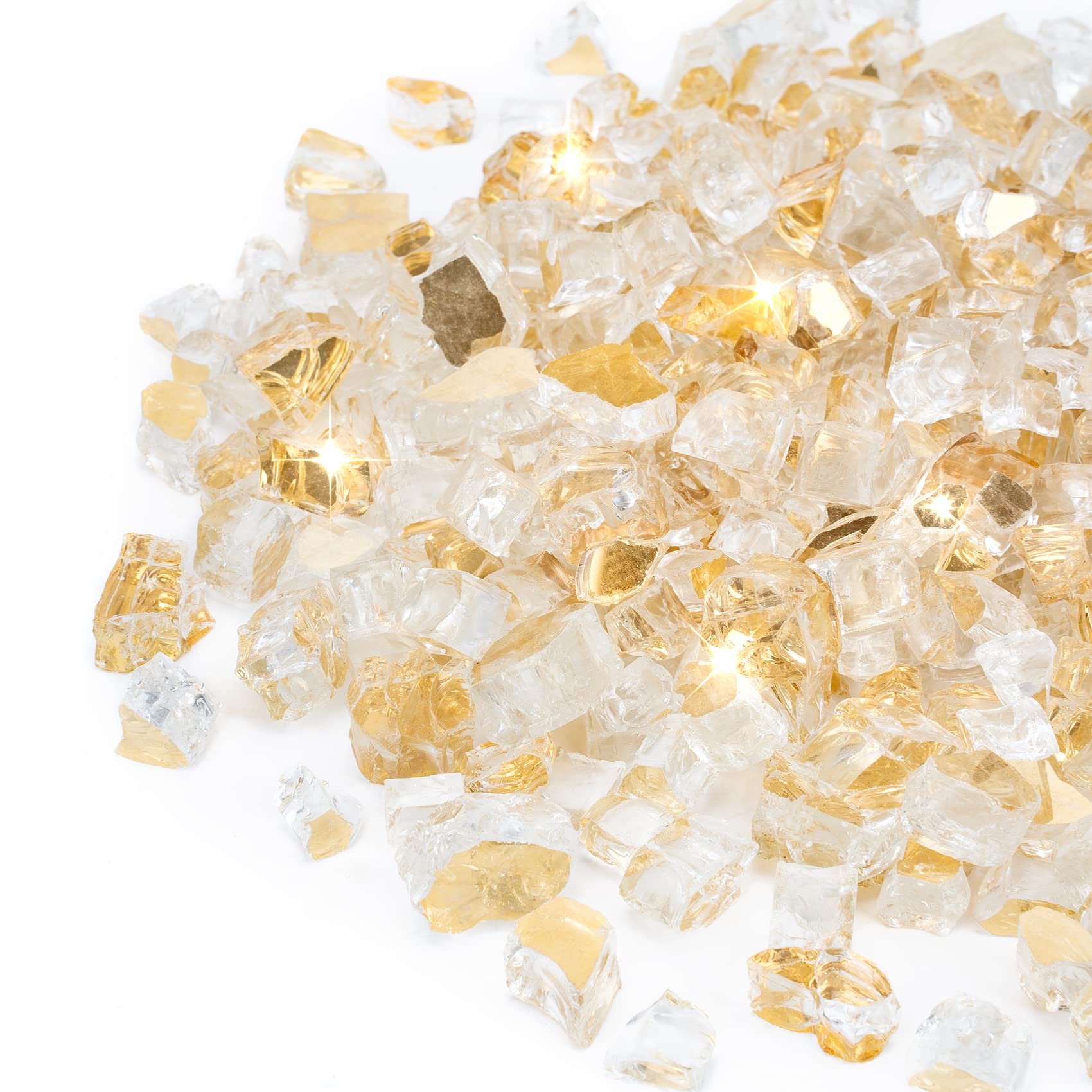 Stanbroil gold reflective fire glass 1/2 inch beads for dramatic flame glow.