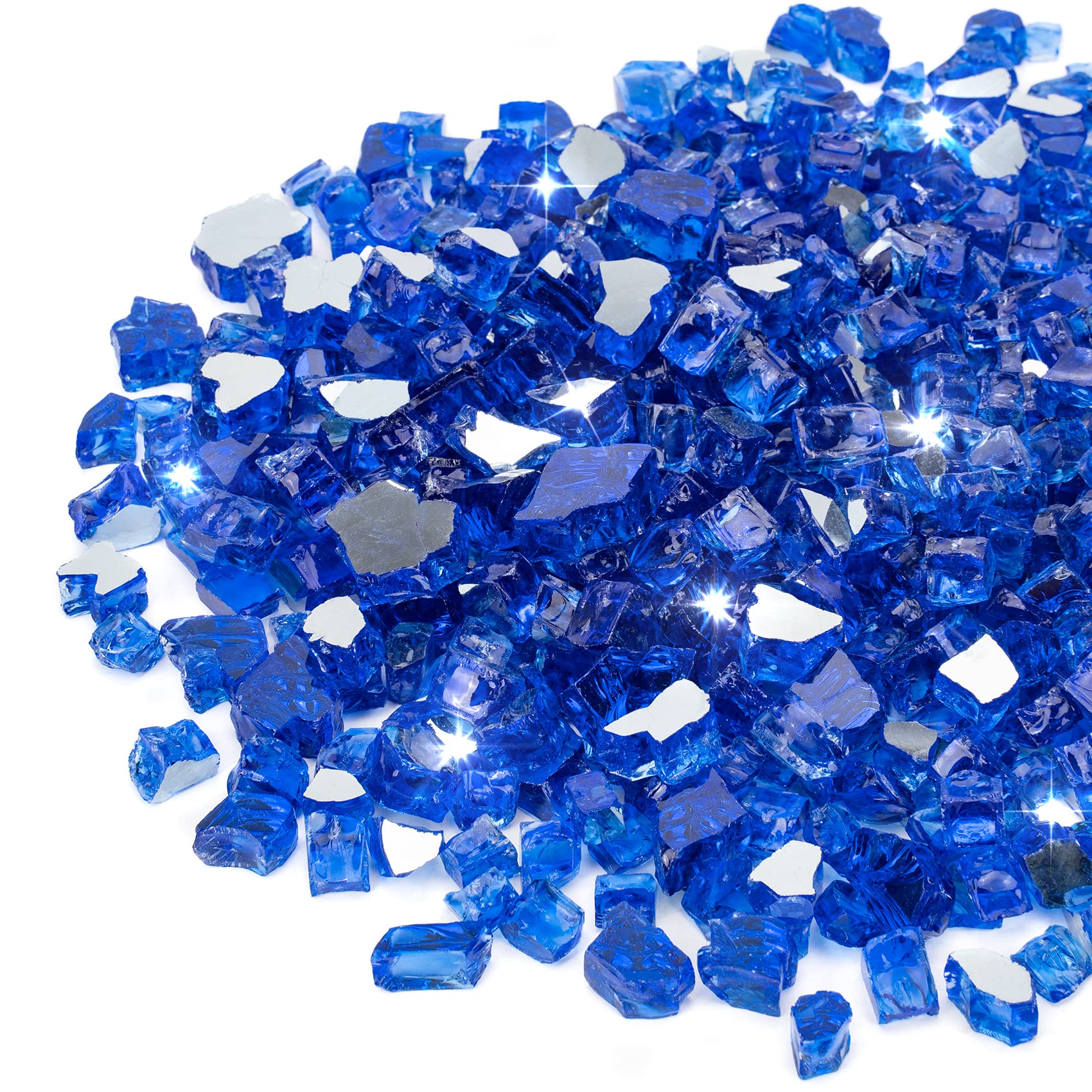Stanbroil 10 lb cobalt blue reflective fire glass beads for durable heat-safe décor.