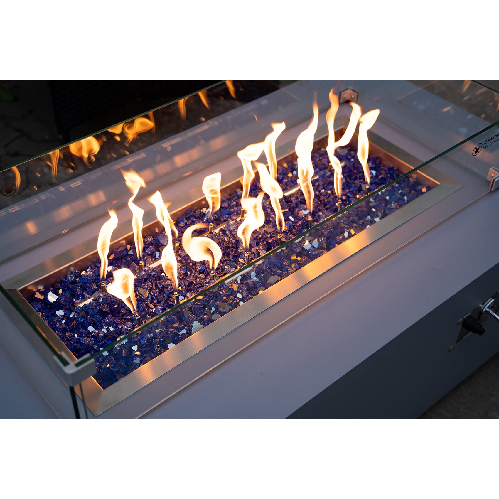 Stanbroil eco-friendly fire glass option replacing wood or lava media.
