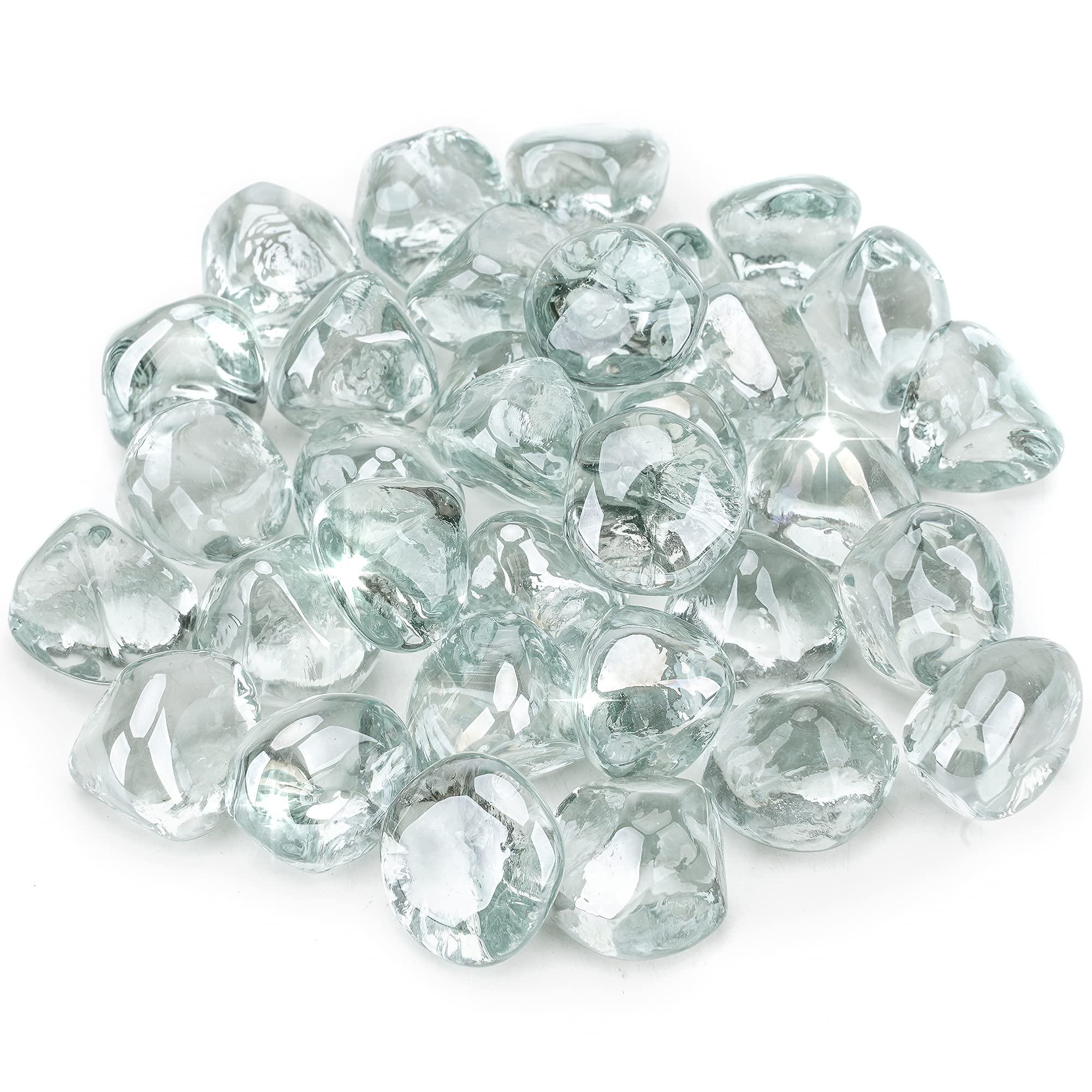 Stanbroil crystal ice half-inch fire glass diamonds glow in a firepit