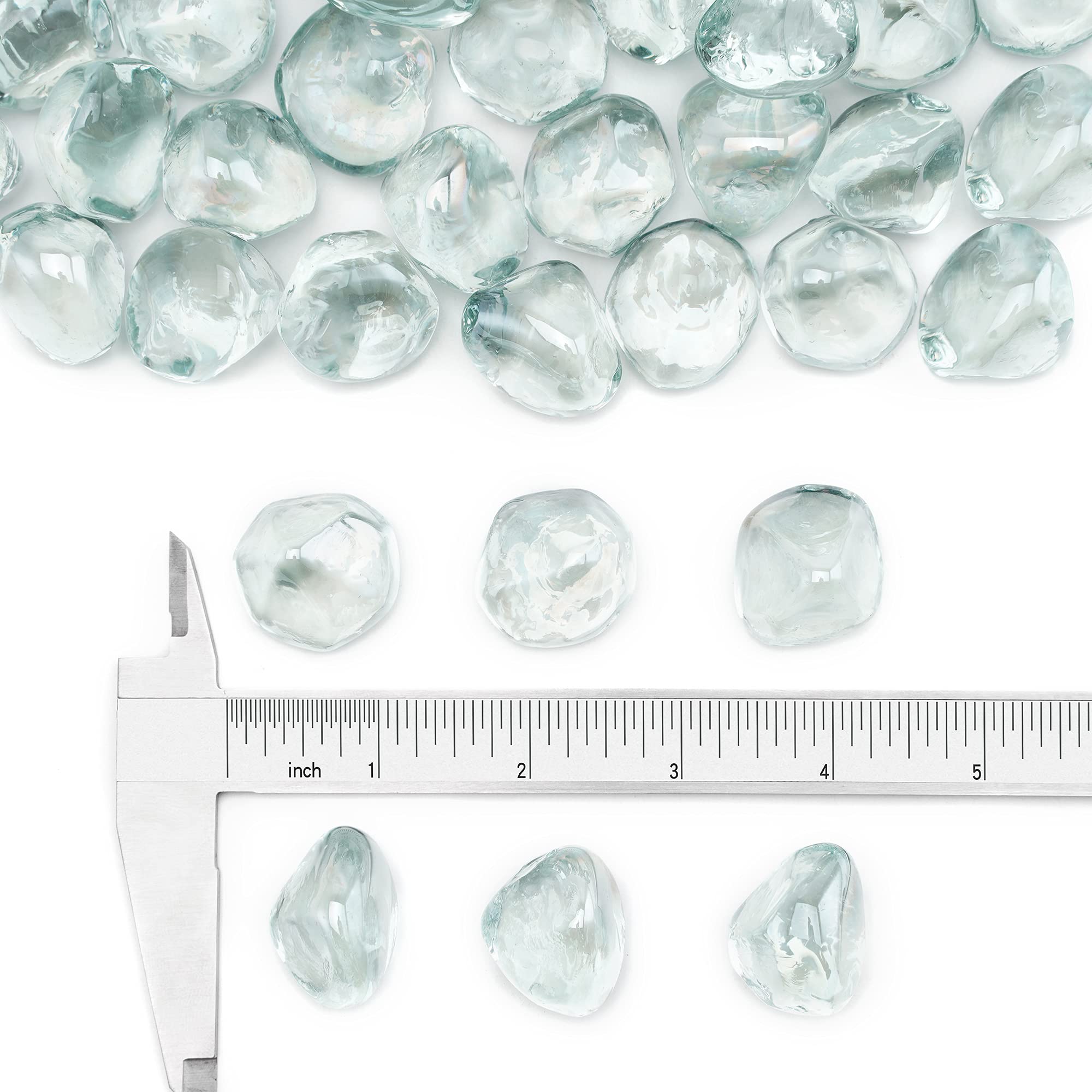 Stanbroil crystal ice half-inch fire glass diamonds in an indoor fireplace