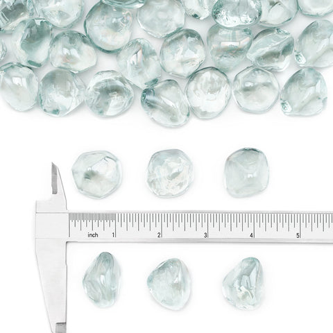 Stanbroil crystal ice half-inch fire glass diamonds in an indoor fireplace