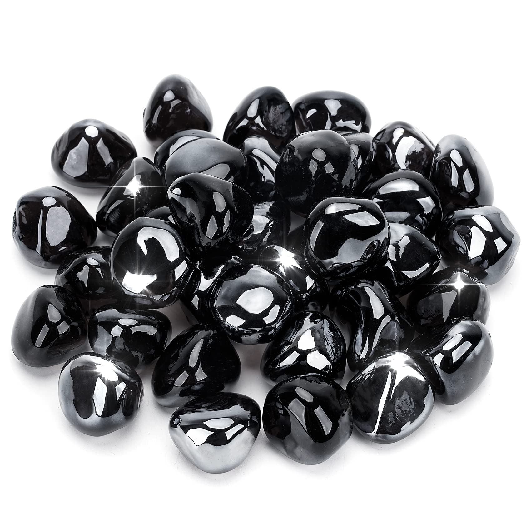 Stanbroil Onyx Black half-inch fire glass diamonds for durable heat-ready display.