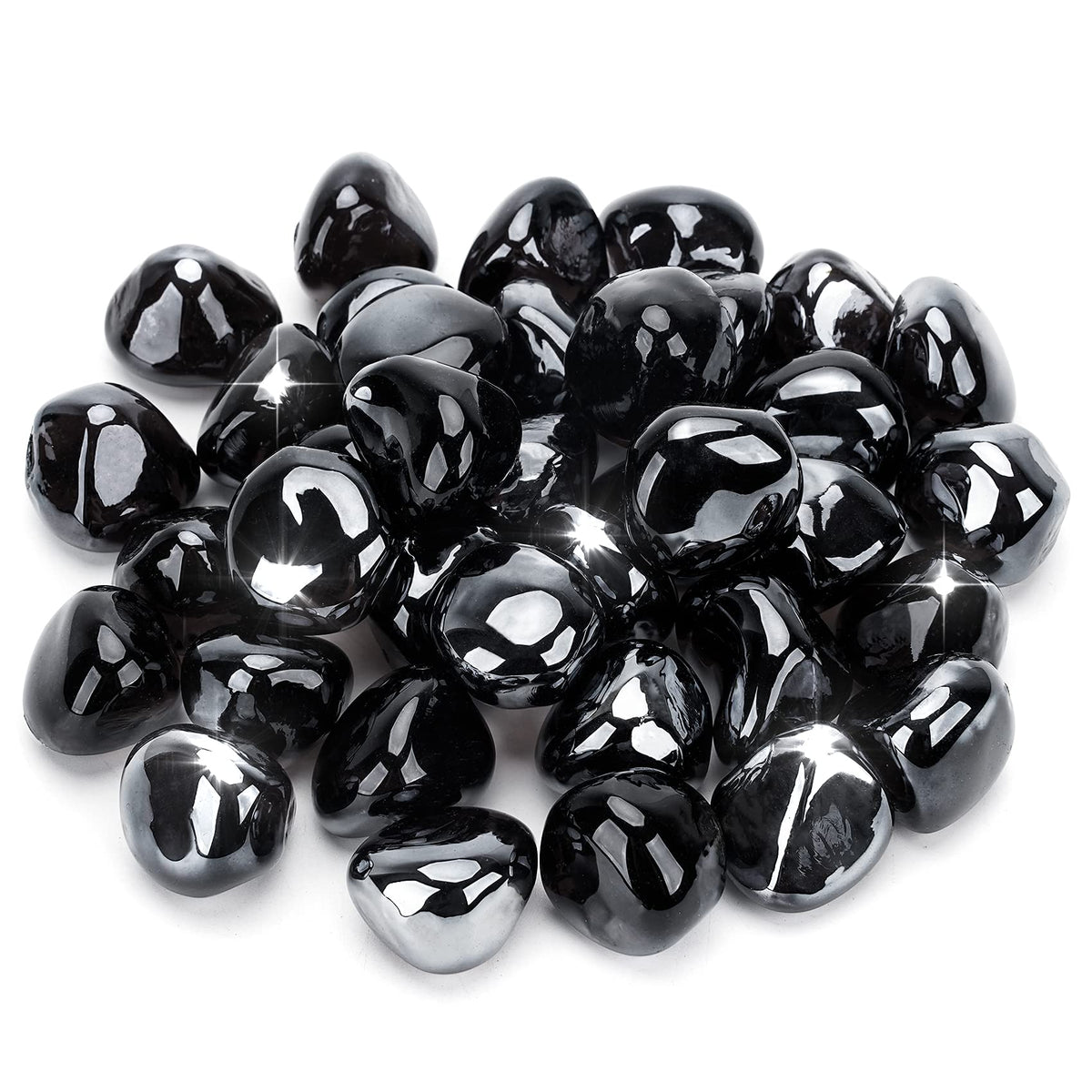 Stanbroil Onyx Black half-inch fire glass diamonds for durable heat-ready display.