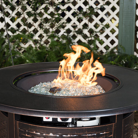 Stanbroil fire glass drops in a gas log set provide clean, dramatic ambiance.