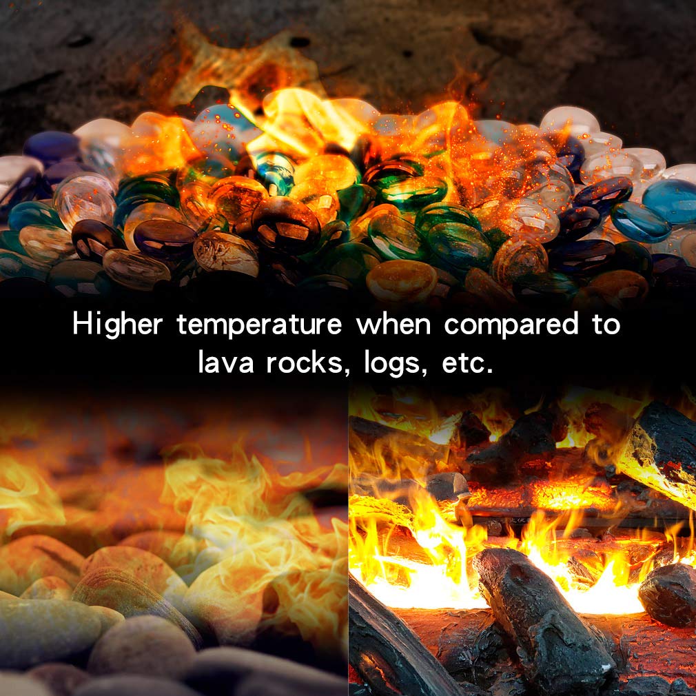 Stanbroil fire glass drops multicolor glow enhances flame visuals.