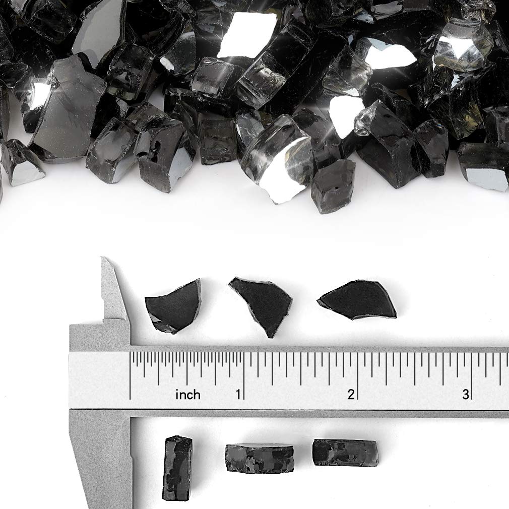 Closeup of Stanbroil onyx reflective fire glass showing jewel-like sparkle